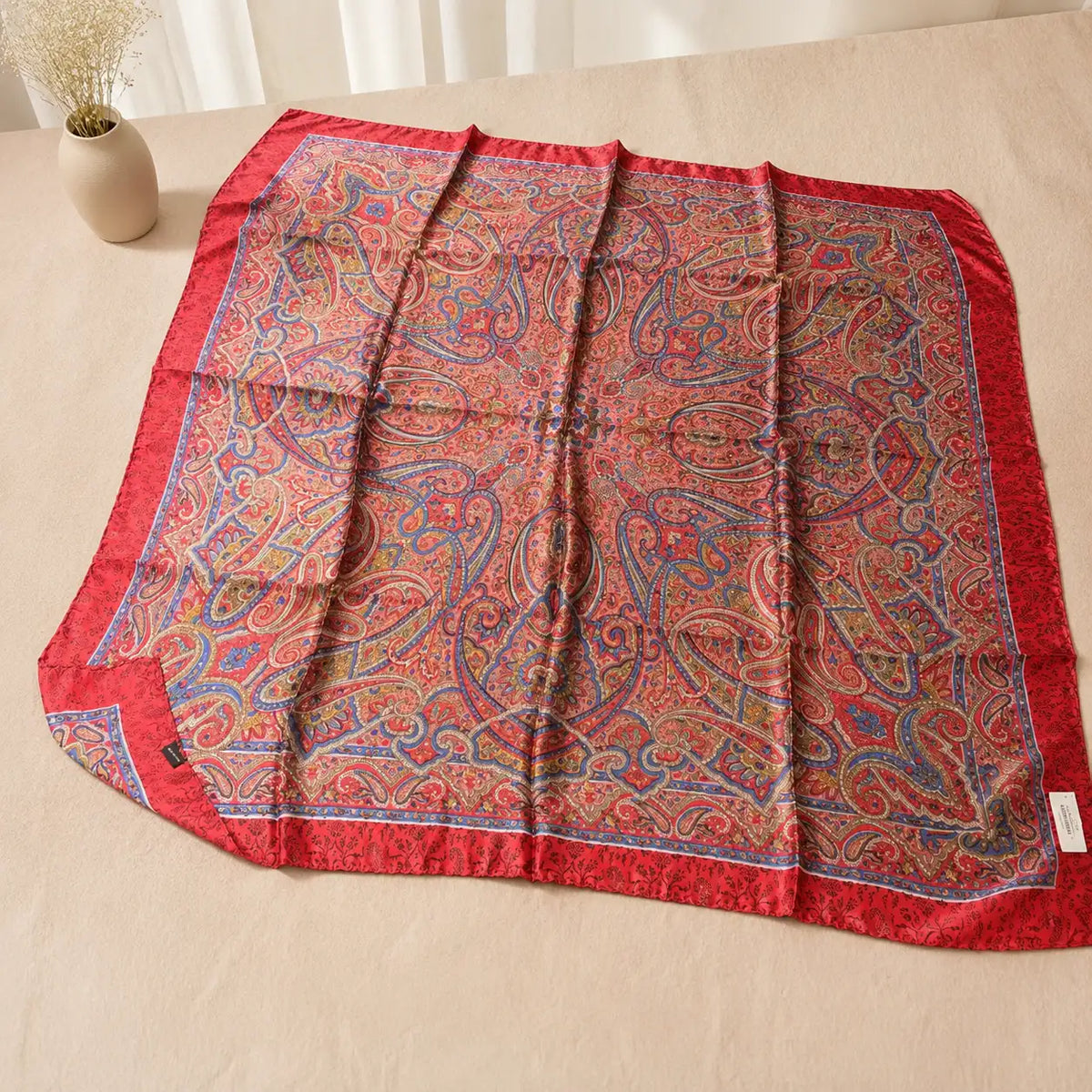 Red Paisley Silk Scarf