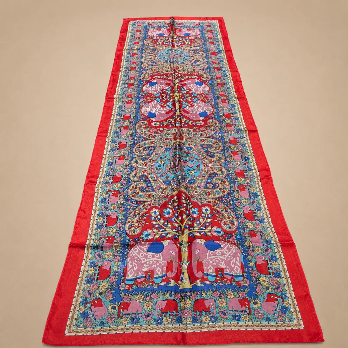 Rani Red Elephant Silk Scarf